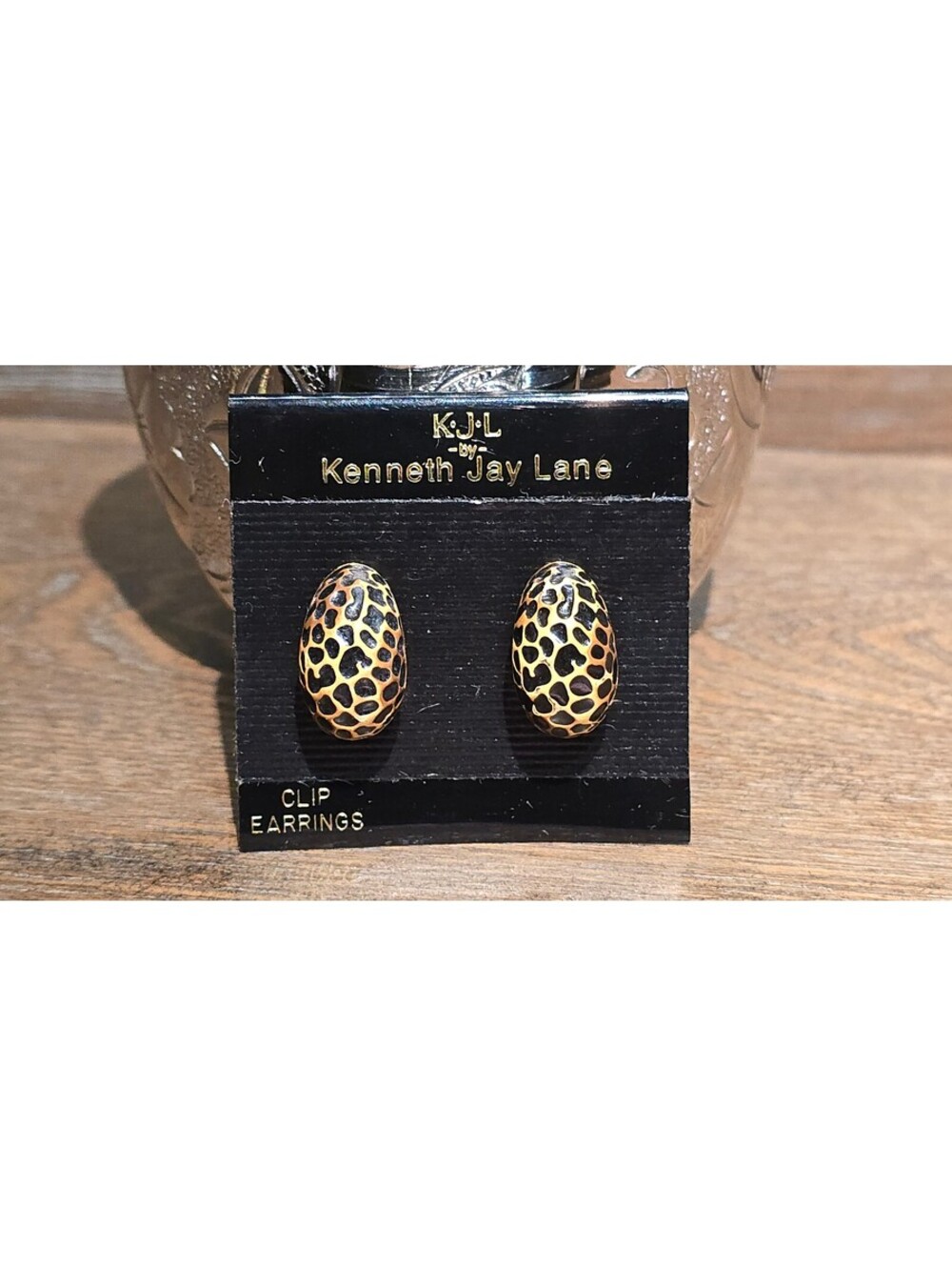 Kenneth Jay Lane Leopard Print Clip Earrings